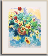 INDOOR PANSIES REACHING FOR LIGHT 2007 acrylic/paper 22" x 17"